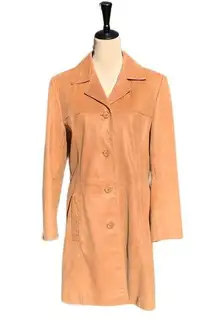 Wilsons Leather Pelle Studio Genuine Leather Suede Large Camel Tan Vintage Coat