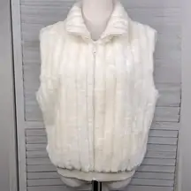 MIXIT Faux Fur Vest Zip Front Ivory-L/XL