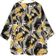 Ashley Stewart Abstract Popover Tunic Top Size 22/24 Professional Office Siren