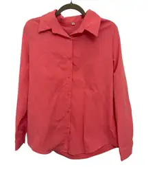 Pink Button-Up Shirt M – Collared Workwear Blouse Business Casual Office Basic