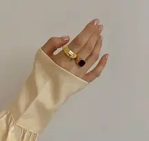 Gold ring band ring black band ring stacking ring statement ring  