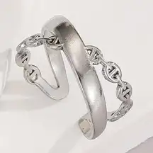 Women’s Stainless Steel Silver Adjustable Ring Size 7-9