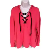 PINK Victoria’s Secret Coral Lace Up Hoodie