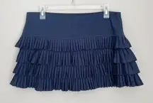 Lucky In Love Size XL Navy Blue Pleated Tiered Tennis Workout Skort Skirt