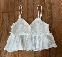 Women’s white lace ruffle tank top