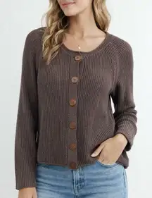 MaxMara Silk Knit Cardigan Sweater Size Medium Brown Knit Jumper Chunky