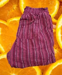 Briggs Linen Blend Pink White Black Smocked Waist Shorts Size Small‎