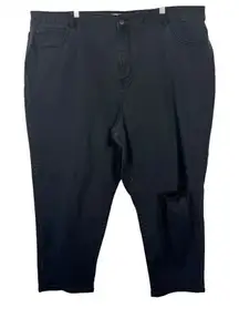 ELOQUII Washed Black Straight Jeans Stretch Distressed Busted‎ Knee Plus Size 24