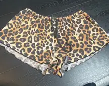 PINK Victoria's Secret Leopard Lounge Sleep Shorts XS Ruffle Hem Drawstring
