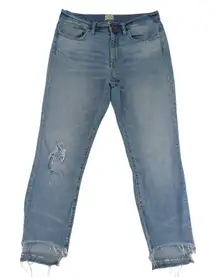 J Crew Slim Boyfriend Jean Women's Size 28 Light Wash Distressed Raw Hem Denim