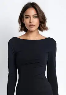 Diane Von Furstenberg Women's Size 2 Black Long Sleeve Asymmetric Wrap Dress‎