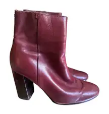 FRYE Burgundy Leather Heeled Ankle Booties Sz 9‎