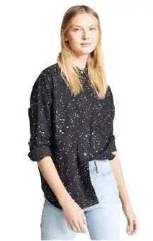Oversized Ex-Boyfriend Black White Stars Button Up Shirt