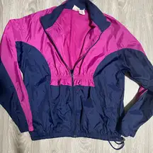 Nike Retro Pink & Navy Windbreaker Women’s Size M 90s Style Track Jacket