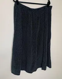 Black Polka Dot Front Button Midi Skirt Sz XXL 39" waist