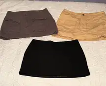 Set of Three Mini Skirts - Black, Brown, Tan