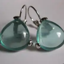 Ocean Green Crystal Bead Hoop Clip-on Earrings
