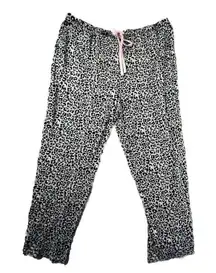 Cuddl Duds Gray Pink Leopard Print Size XL lounge Pajama Pants Drawstring Waist