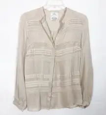 Scoop Madison Marcus 100% Silk Button Front Beige Top Size XS