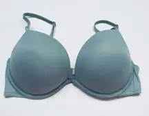 Victoria's Secret PINK Wear Everywhere Super Push-Up Plunge Bra Blue 32D