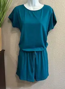 #362 Anrabess dark teal short romper with pockets, size medium