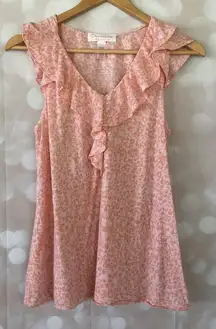 Oscar de la Renta Pink and Peach Ruffle Blouse