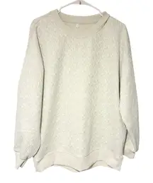 Lululemon Textured Jacquard Crewneck Pullover‎ Sweatshirt Bone White Size 8