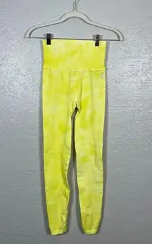 Free People Movement Women XS/ S Yellow White Tie Dye Good Karma Legging Workout