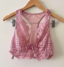 Victoria's Secret  Dream Angels Pink Lace Mesh Bralette Size Medium