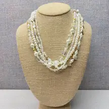 PREMIER DESIGN Multi Strand Pearl Crystal Beads Bridal Statement Necklace