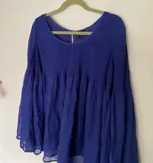 Women Sheer Bell Sleeve Blouse Size Small