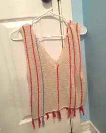 Oatmeal Too With Orange And Blue Stripes