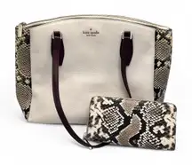 Kate‎ Spade New York Monet 3-compartment Purse White Snakeskin w/Python Wallet