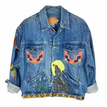 Vintage Calvin Klein Blue Jeans Custom Painted Jean Jacket