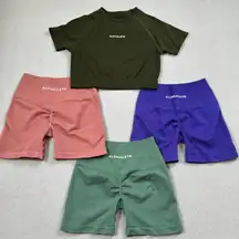 Alphalete Bundle Workout Set Womens S Crop Top XS Shorts Seamless Amplify Gym