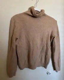 MANGO Cashmere Turtleneck Sweater Size medium in tan