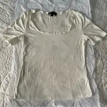 Cream Fitted Short Sleeve Shirt