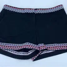 LOFT High Waist Black and Red Shorts‎ with Patterned Trim size 0 (262)