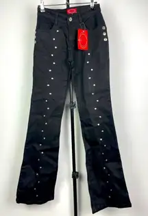 Vintage Milly Jeans Black Studded Y2K‎ Bell Bottom Flared Denim