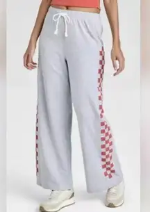 NWT Grayson Threads Wide Leg Graphic Check Sweatpants Gray Size Small S NEW