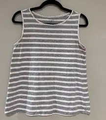 LOFT Grey and White Striped Tank Top