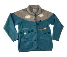 Northern Reflections women's small fleece horse equestrian farm button up sweat