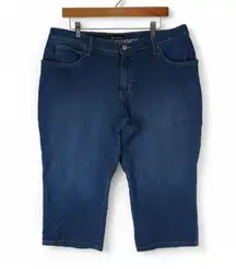 Lee Jeans Womens 16W Medium (37x19.5) Blue Capri Crop Relaxed Fit Denim Stretch