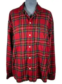 Abercrombie Flannel Pajama Shirt Women's Large Red Plaid Sleep‎ Top Soft A&F