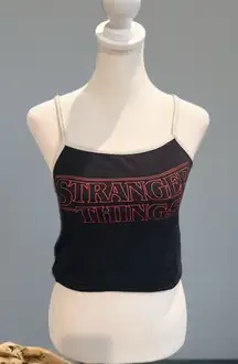 Netflix Stranger Things Flame Logo Black Skimmer Cami Size M