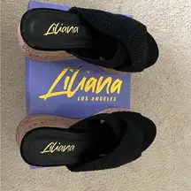 Liliana Black Wedge Sandals