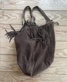 Anthropologie R + J () genuine suede fringe tote