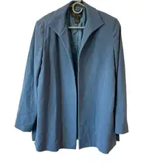 Lafayette 148 Angora Wool Cashmere Light Blue Open Front Jacket Preppy Luxury 8