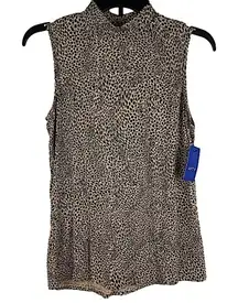 Cheetah Leopard Animal Print Mock Neck Sleeveless Top Mobwife Layer Medium Apt 9