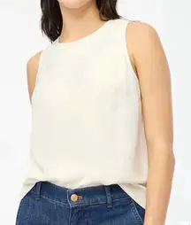 NWT J.CREW Top Women Small Sleeveless Button-Back Shell Ivory BY429